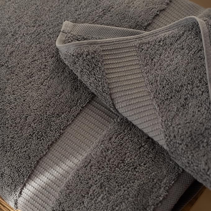 SALBAKOS 100% Turkish Cotton Extra Large Bath Sheet Set of 2 35x70 inch | Heirloom Quality | Hotel & Spa Collection | Soft, Absorbent Oversize Bath Towels | Made in Turkey (Gray, 2 Bath Sheets)