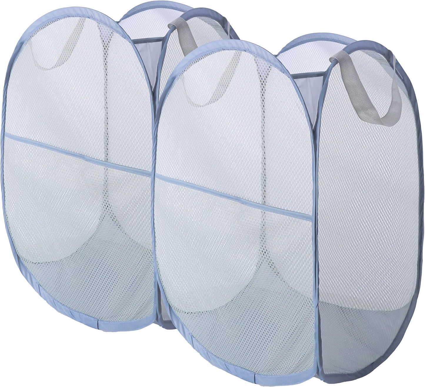 Foldable Mesh Popup Laundry Hamper,Laundry Basket Easy to Open and Fold for Dorm,Travel, College Dorms, and More (2 light gray)