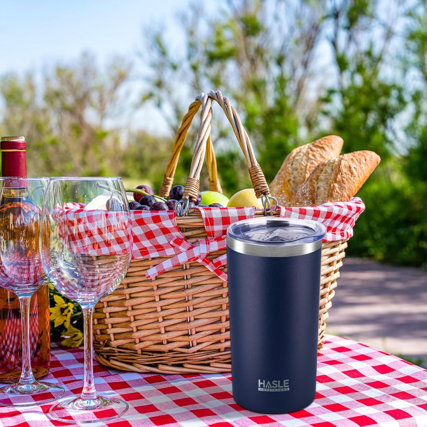 HASLE OUTFITTERS 12 oz Skinny Tumbler, Stainless Steel Insulated Slim Tumbler with Lid, Reusable Double Wall Travel Coffee Mug, Durable Powder Coated Travel Water Cup(Navy,1)