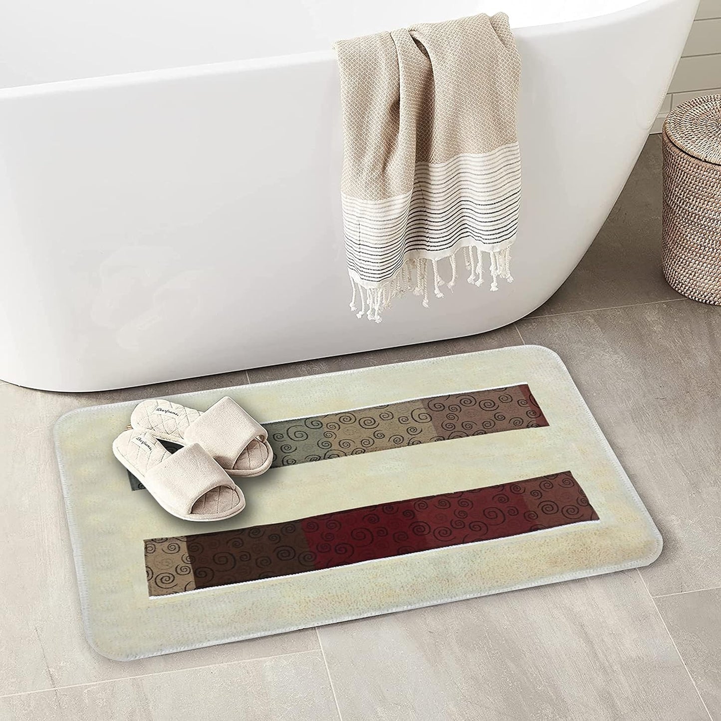 Zahari Home Miramar Bathroom Rug Luxury Bath Rug Washable Beautiful Shower Mat Unique Design Stylish Multi Color Bath Bath Rug Shower Tub Decor