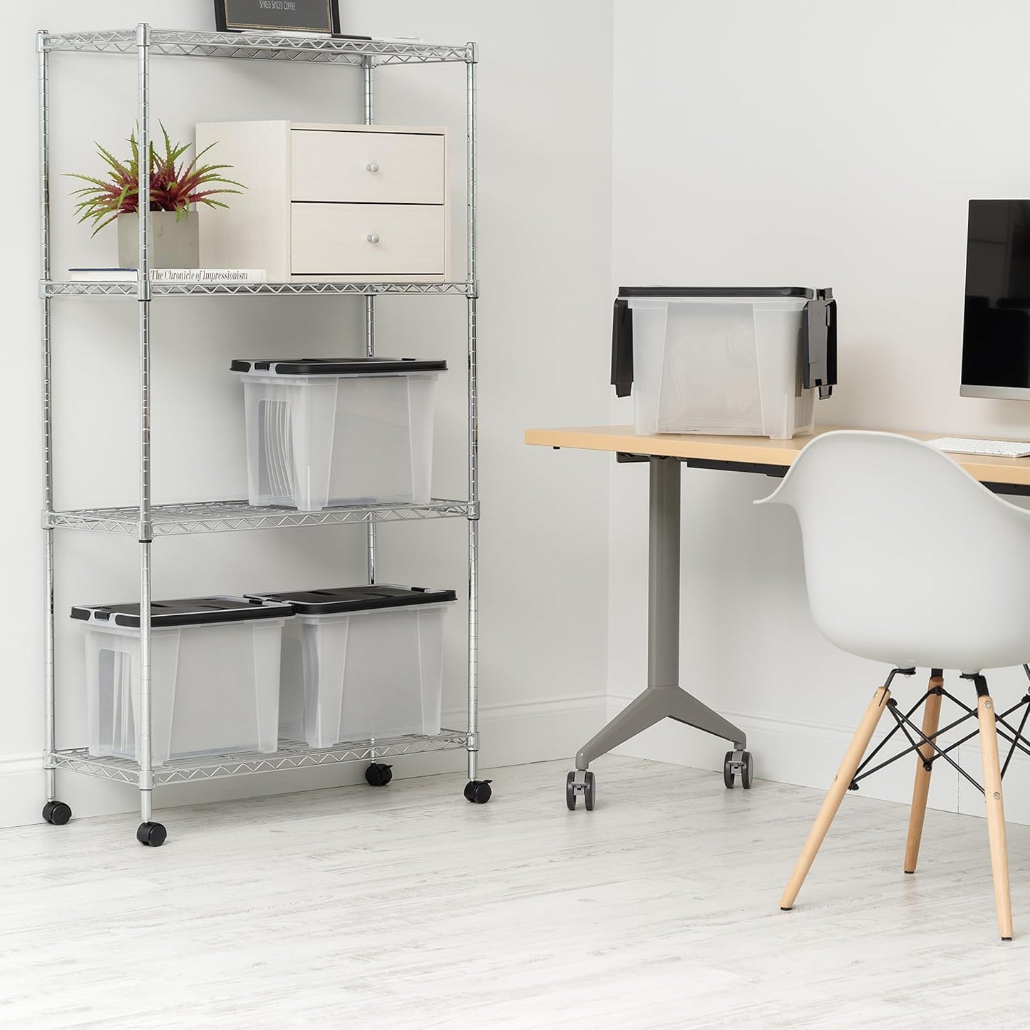 IRIS USA File Box File Organizer w/Wing Lid for Letter/Legal File, Water Resistant Document Box, BPA-Free Plastic Storage Bin Organizer with Handles, Stackable, Nestable, Clear 18 Qt. 4Pack