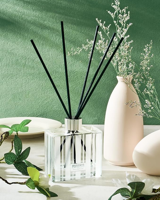 M&SENSE Eucalyptus Spearmint Reed Diffuser Set - 7.04oz Diffuser with Sticks, Rich Fragrance & Refreshing Non-Toxic Scent for Home Bathroom Office Study Other Workspaces Needing Focus, Gifts for Women