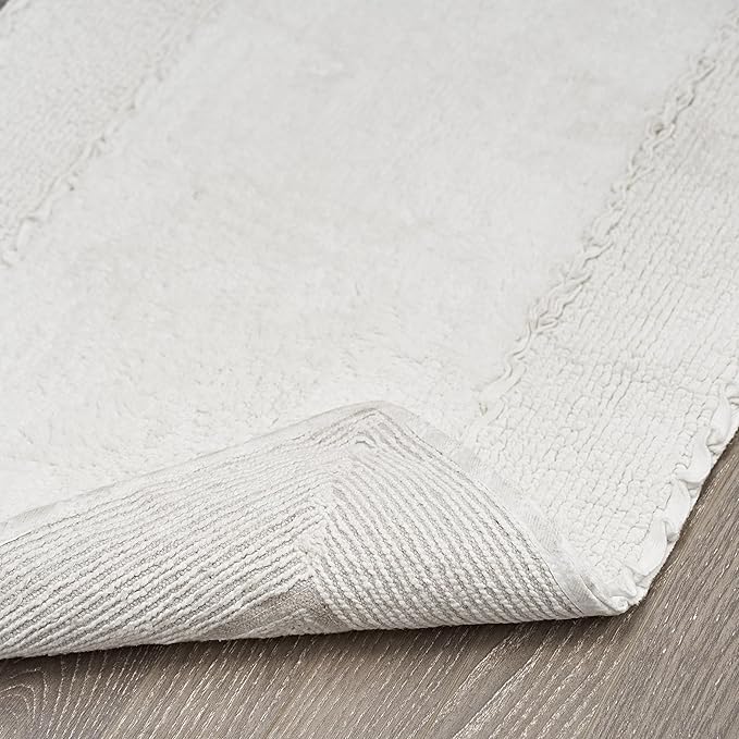 Laura Ashley Ruffle Border 100% Cotton Bath Rug, White, 20"x 34"