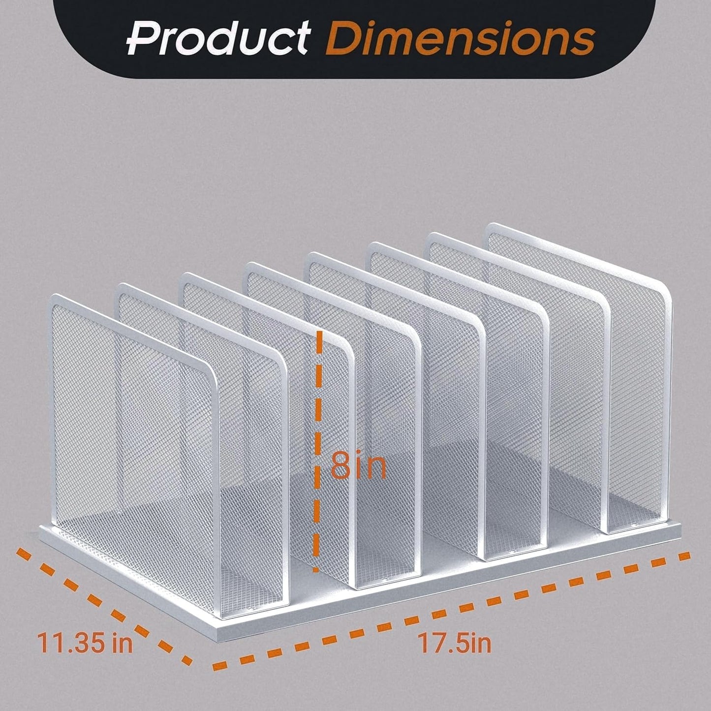 Kuntine.B Desk File Organizer Upright Mesh Desktop Organizer File Sorter Office Organization File Holder for Home, Office & Classroom (Silver, 1 Pack 7-Section)