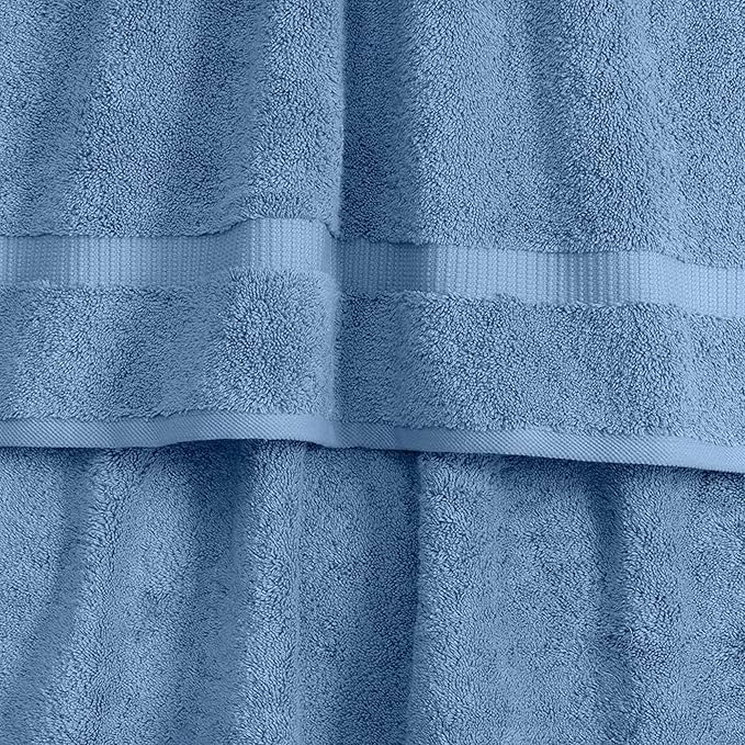 SALBAKOS 100% Turkish Cotton Extra Large Bath Sheet Set of 2 35x70 inch | Heirloom Quality | Hotel & Spa Collection | Soft, Absorbent Oversize Bath Towels | Made in Turkey (Blue, 2 Bath Sheets)