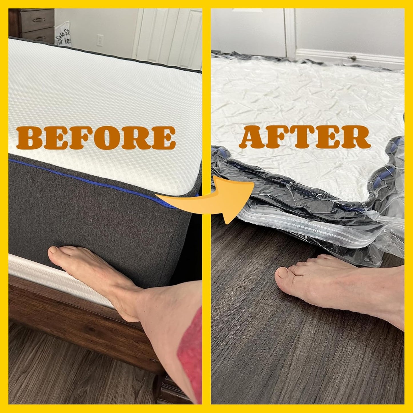 Vacuum Mattress Bag for moving, Vacuum Sealed Bags for Mattress Storage, Mattress Compression Bag, Foam and Latex Mattress Vacuum Bag with Straps(KING. CAL-KING)