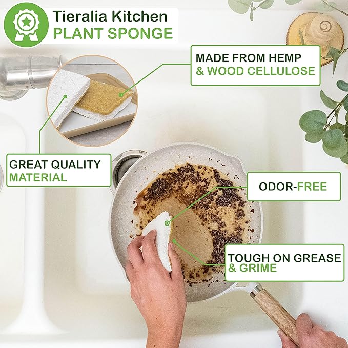 Tieralia Bamboo Dish Brush Gift Set – 5-Piece Kitchen Cleaning Bundle with Bottle Brush, Palm Brush, Scrub Brush & Sponge Pads | Elegant Wood Handles, Scratch-Safe Bristles, Giftable Packaging