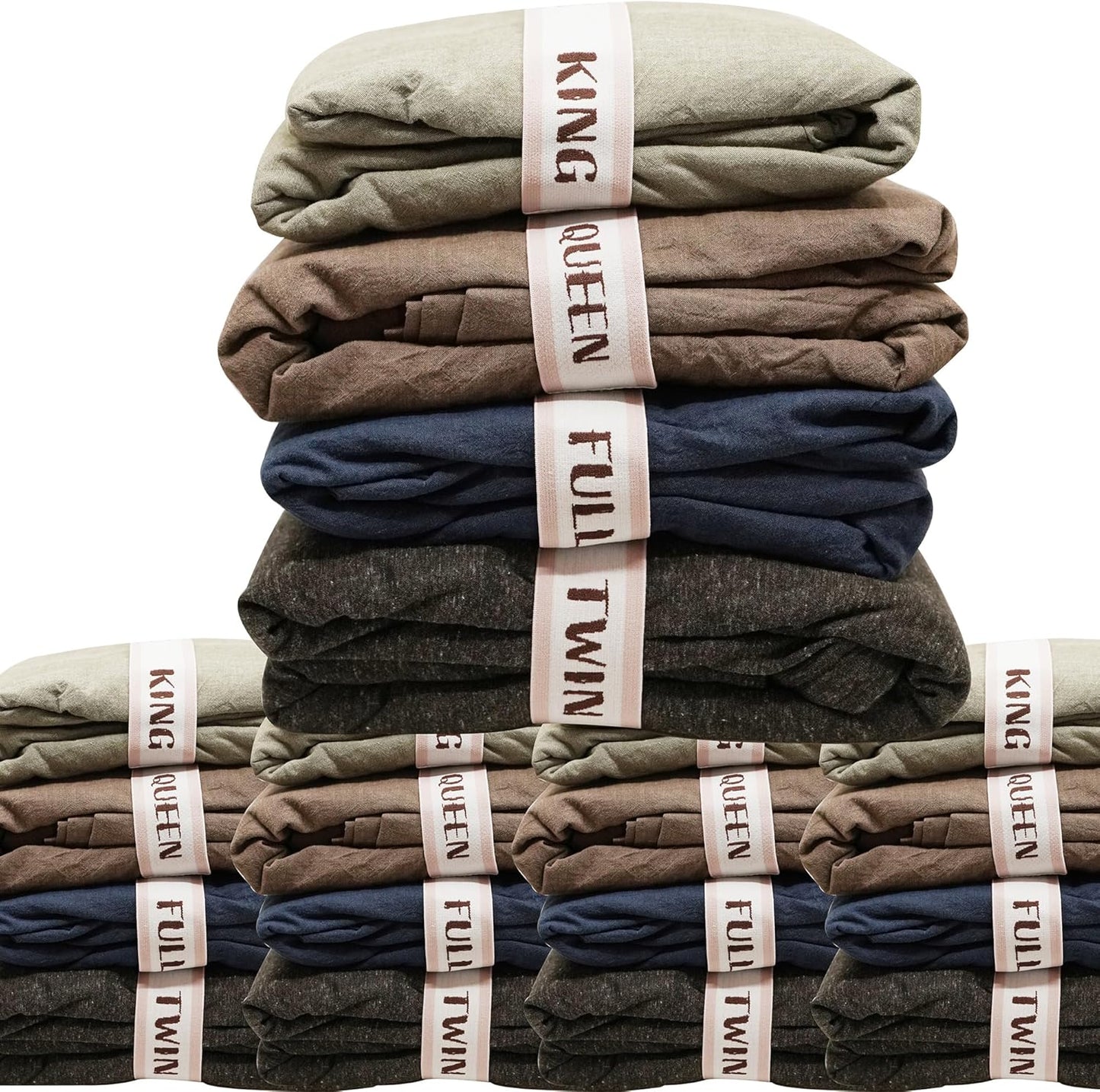 Bed Sheet Organizer and Storage Size Label Bands | Bed Sheets Set Organizers for Linen Closet Organization - Elastic Bedding Band Labels for Organizing Bedsheet (Mix 20PCs Pack, Cream)