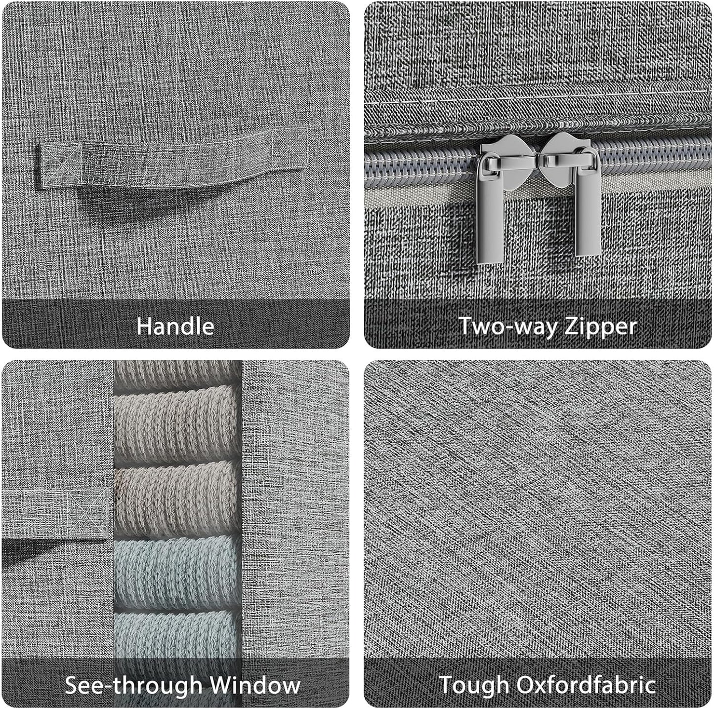 Clothes Storage Bins with Sturdy Frames, Foldable Fabric Clothing Organizer Box for Moving, Sweater Storage Cube with Lids and Zipper, Linen Closet Storage Bags for Blankets, Clothes, Sheet