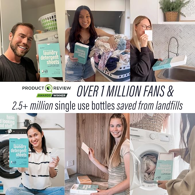 restor Laundry Detergent Sheets Tropical Breeze 60 Loads | Eco Friendly Plastic Free Travel Laundry Washer Sheets | Superior Stain Fighting Washing Detergent sheets Number One in Australia