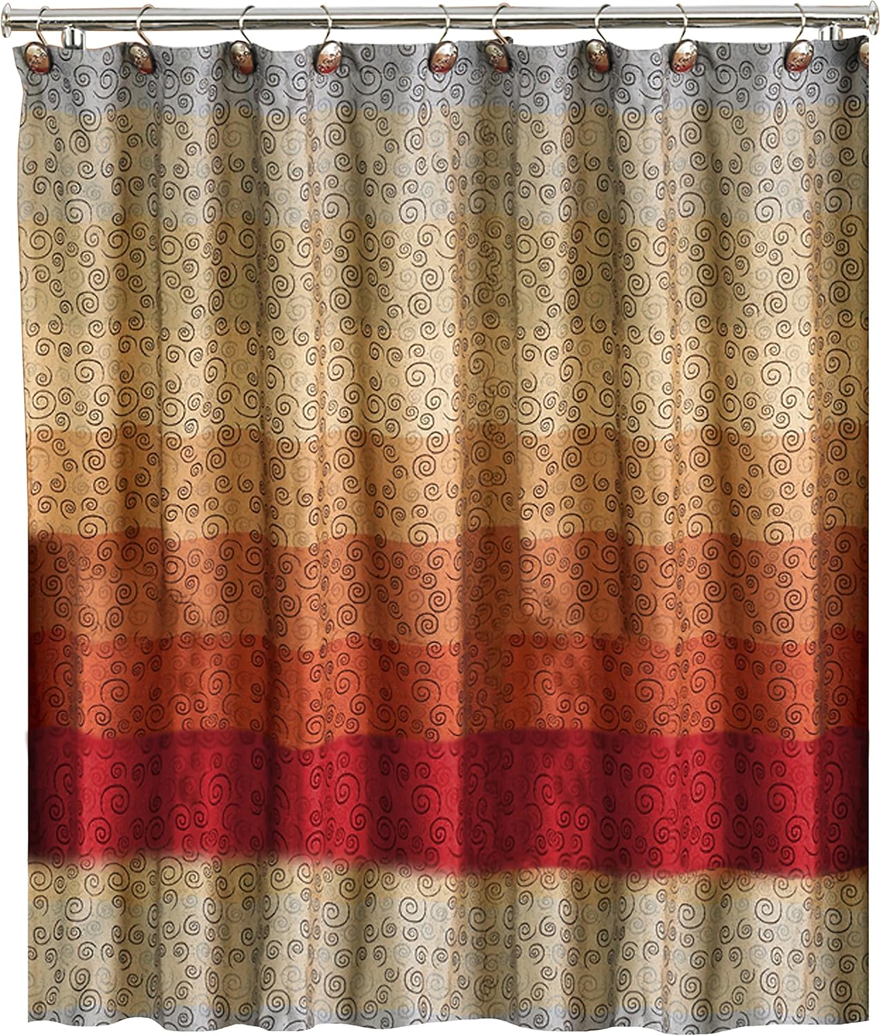 Zahari Home 13pc Miramar Bathroom Shower Curtain Sets Shower Curtain & 12 Shower Bathroom Hooks Modern Classic Luxury Contemporary Decor Multi Color Shower Curtain Set