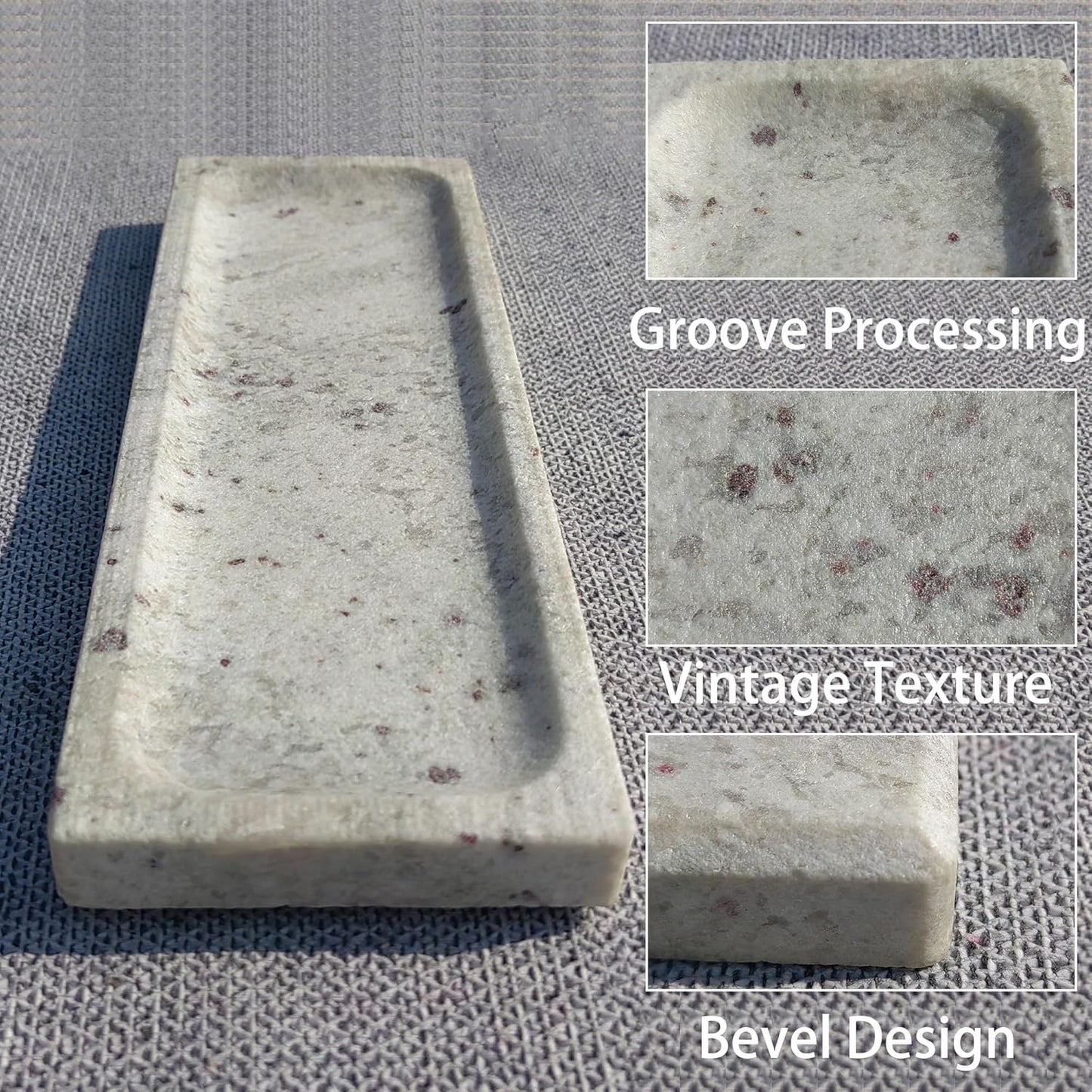 Vintage Marble Organizer Vanity Tray: 10.6” x 3.5” Decorative Tray for Bathroom Kitchen Coffee Table Entryway Storage, Royal Jade