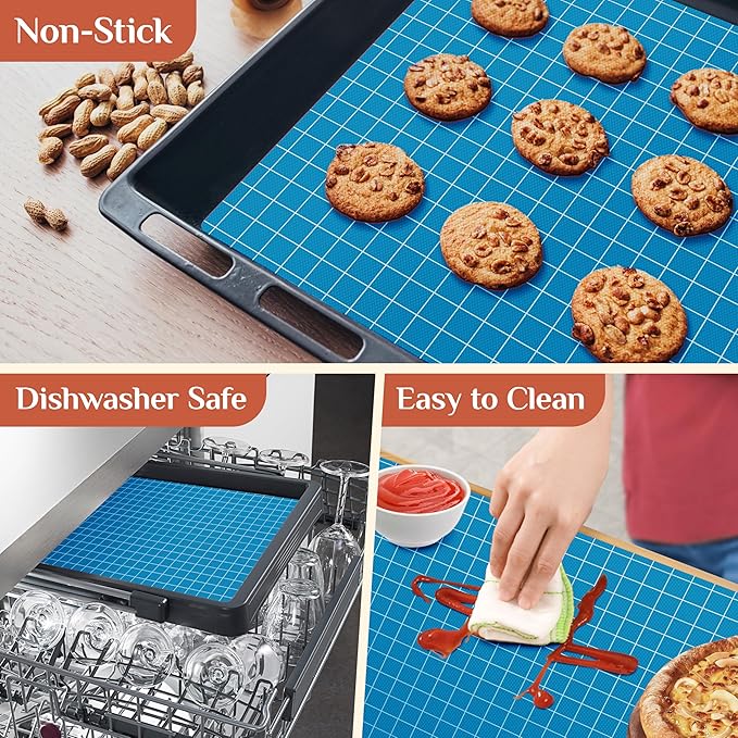 Silicone Baking Mat, 16 IN x 10 FT Free Cutting Baking Sheet, Non-Stick Reusable Dough & Pastry Mat, Non-Slip Silicone Mat Roll for Air Fryer Liner, Freeze Dryer, Oven Baking Pan, Kitchen Counter