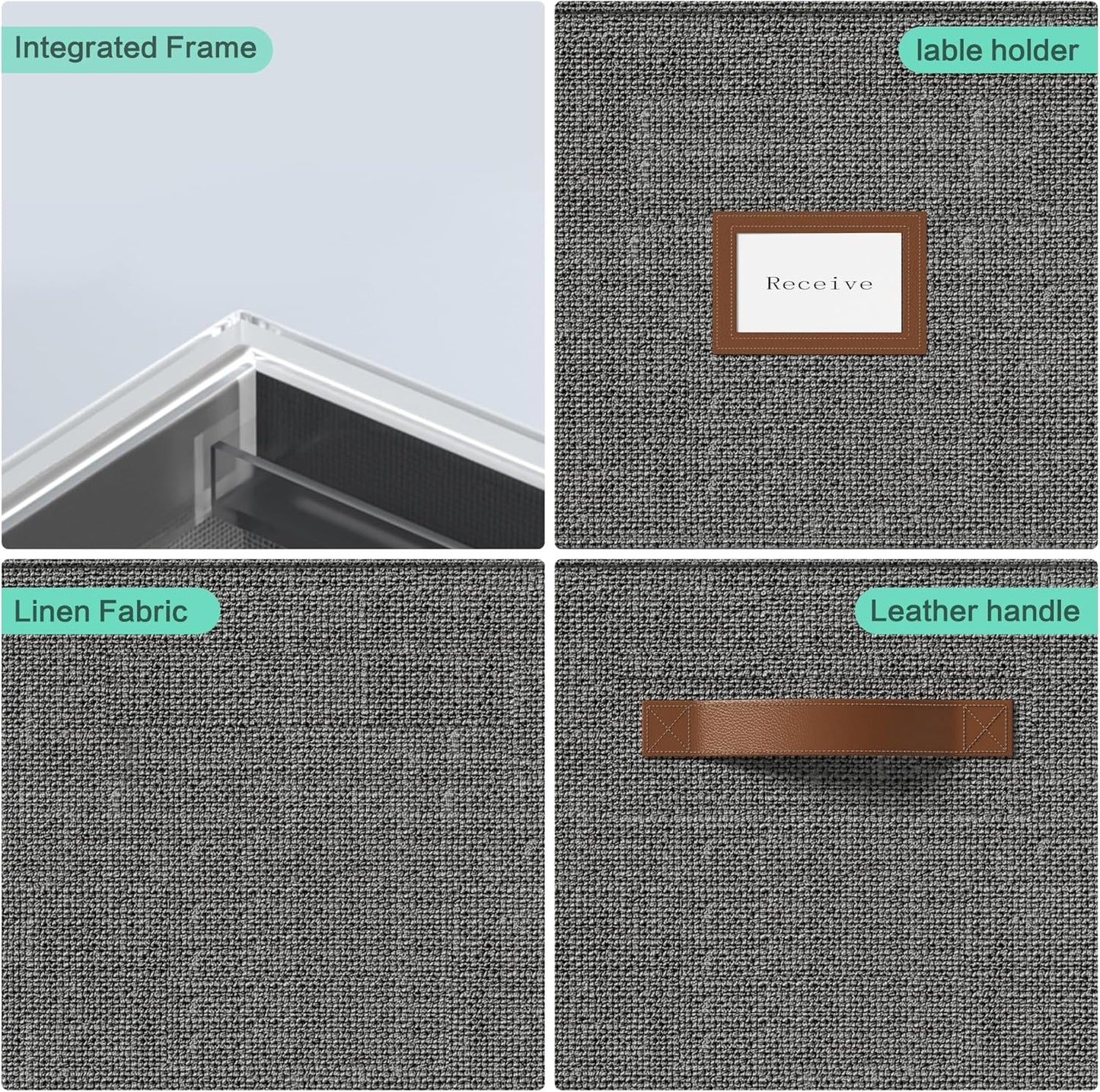 File Organizer Box with Lid File Box for Hanging Decorative File Organizer with One-Piece Integrated Plastic Slide Rail (Grey, 13.2x10.1x10.1inch(3pack))