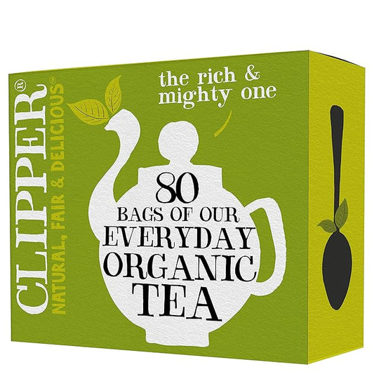 Clipper Tea, Organic Fairtrade Everyday, Organic, USDA Non-GMO, Fair Trade, Sustainable Caffeinated Tea, 1 Pack, 80 Unbleached Tea Bags