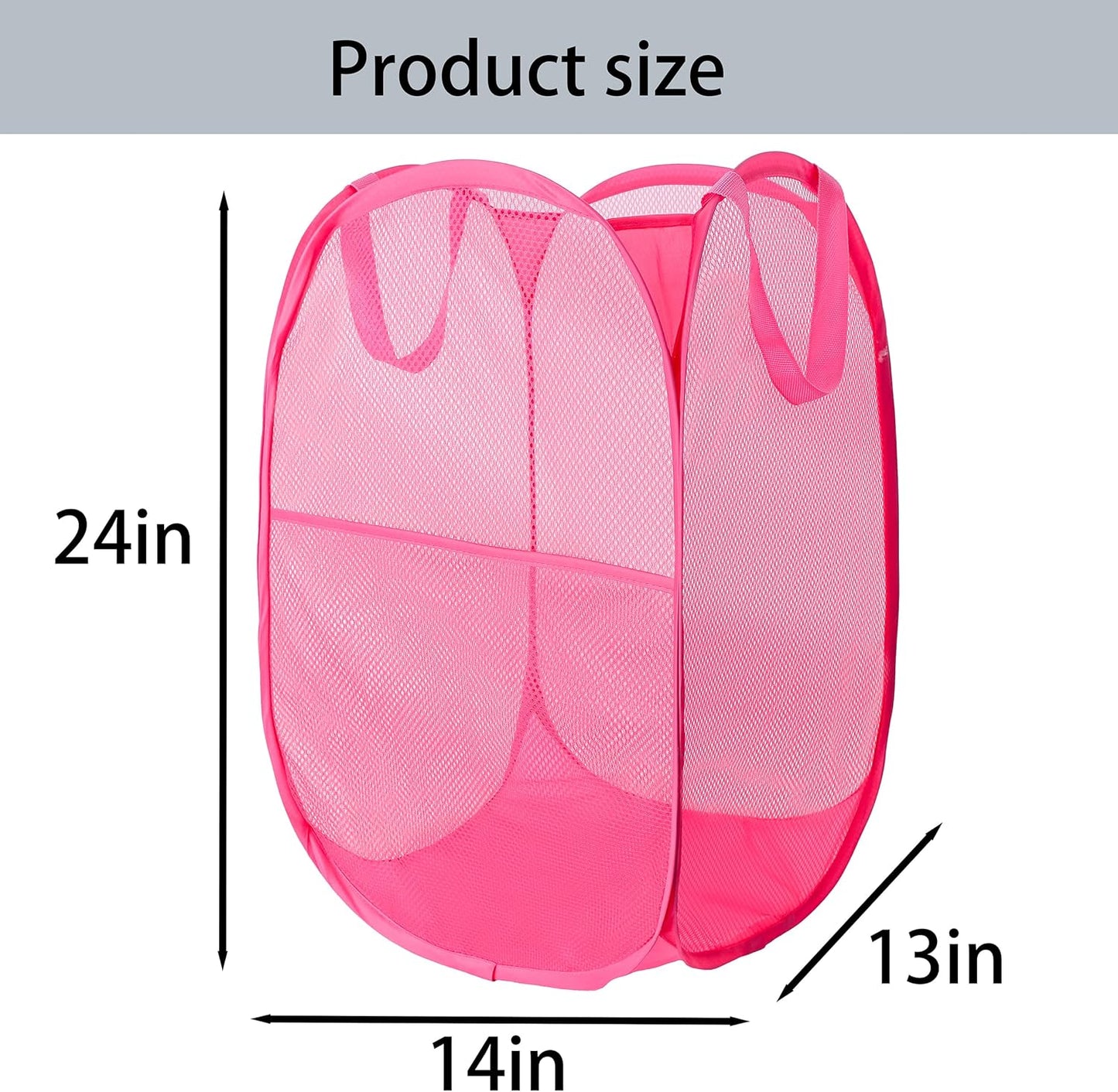 Foldable Mesh Popup Laundry Hamper,Laundry Basket Easy to Open and Fold for Dorm,Travel, College Dorms, and More (2 pink)