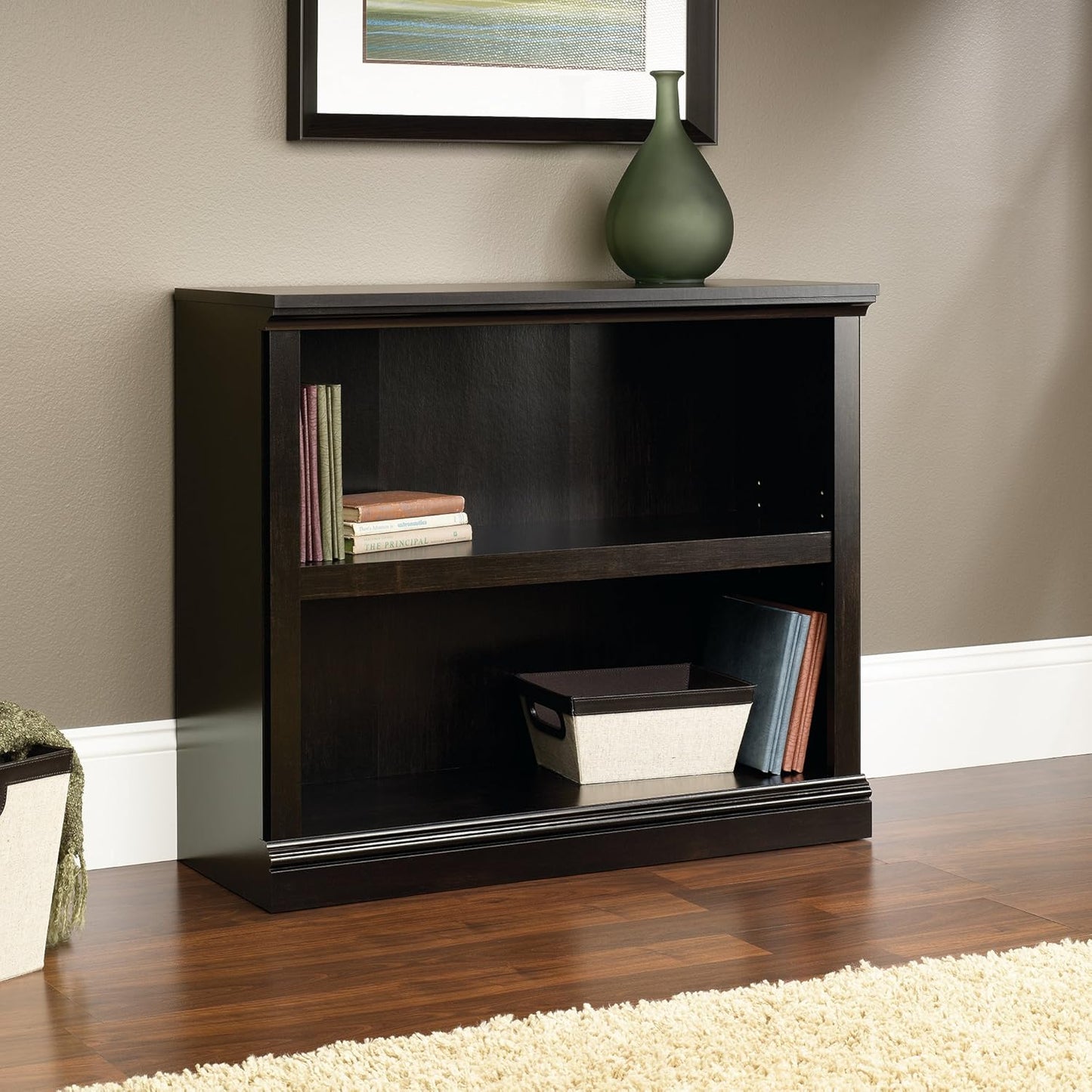 Sauder Miscellaneous Storage 2-Shelf Bookcase/ book shelf, Estate Black finish