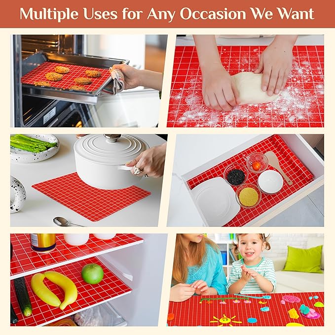 Silicone Baking Mat, 16 IN x 6 FT Free Cutting Baking Sheet,Non-Stick Reusable Dough & Pastry Mat,Non-Slip Silicone Mat Roll for Air Fryer Liner,Freeze Dryer,Oven Baking Pan,Kitchen Counter