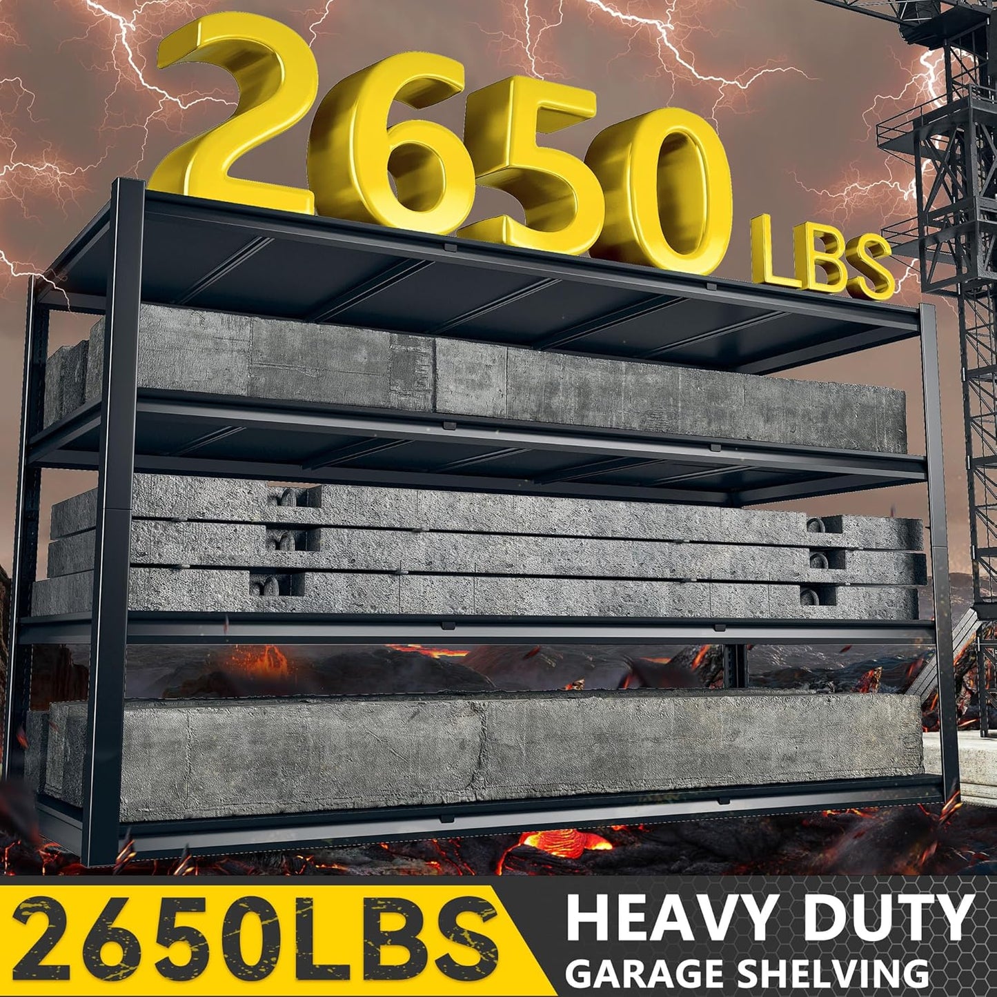 REIBII 60" W Garage Storage Shelves 2650LBS Metal Shelving, Garage Shelves Heavy Duty Shelving, 4 Tier Industrial Adjustable Shelf for Warehouse, Basement, Pantry, 60" W x 24" D x 60" H