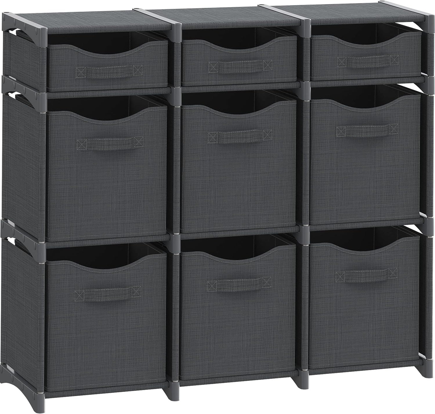 9 Cube Closet Organizers And Storage | Includes All Storage Cube Bins | Easy To Assemble Closet Storage Unit With Drawers | Room Organizer For Clothes, Baby Closet Bedroom, Playroom, Dorm (Dark Grey)