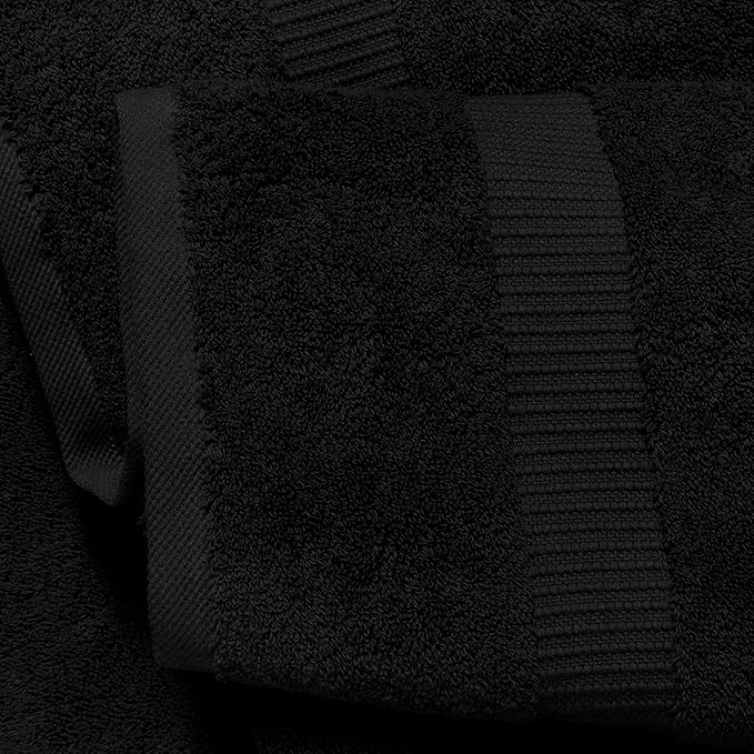 SALBAKOS 100% Turkish Cotton Extra Large Bath Sheet Set of 2 35x70 inch | Heirloom Quality | Hotel & Spa Collection | Soft, Absorbent Oversize Bath Towels | Made in Turkey (Black, 2 Bath Sheets)