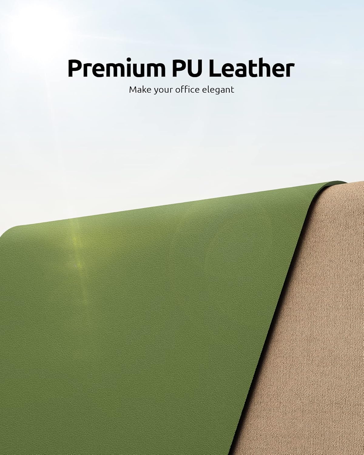 YSAGi Leather Desk Protector, Office Mat, Large Mouse Pad, Non-Slip PU Leather Blotter, Laptop Desk, Waterproof Writing Pad for Office and Home (Green, 31.5" x 15.8")