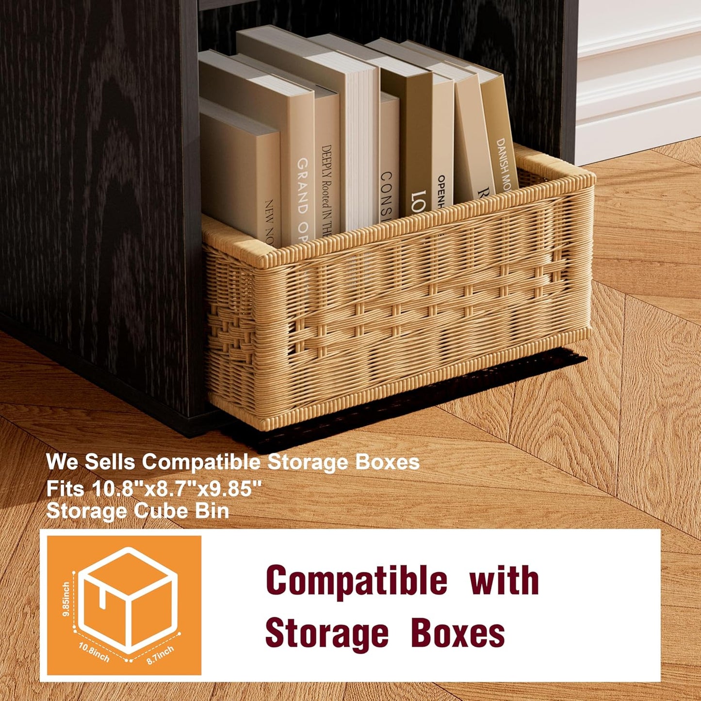 Book Shelf, Wooden Cube Storage Organizer with 11" Open Cubes, Stackable Modular Bookcase for Room Divider Storage, Bookshelf for Living Room, Bedroom, Office (Black, 5-Cube)