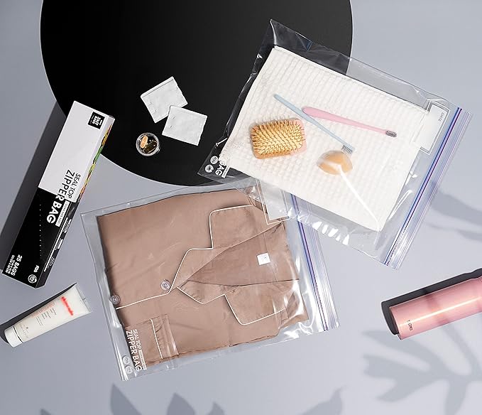 24/7 Bags- Gallon Zip Storage Bags, 200 Count, Double Zipper Seal, Easy Grip Open Tabs, Write-On Space, BPA-Free & Heavy Duty, Microwave Safe, Non-StandUp