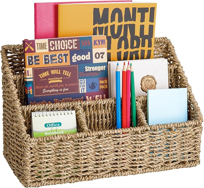 Mail Organizer Countertops, Desk Organizer Bills Organizer, Mail Sorters Organizers, Pencil Holder Magazine File Holder, Desk Organizer and Accessories(Seagrass)