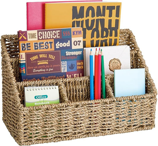 Mail Organizer Countertops, Desk Organizer Bills Organizer, Mail Sorters Organizers, Pencil Holder Magazine File Holder, Desk Organizer and Accessories(Seagrass)