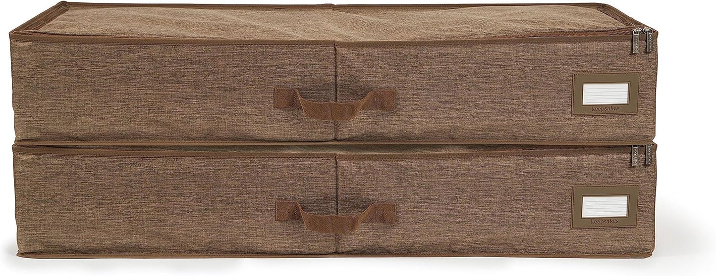 Covermates Keepsakes - Underbed Storage Bag - ID Window - Reinforced Handles - Indoor Storage, Brown Heather