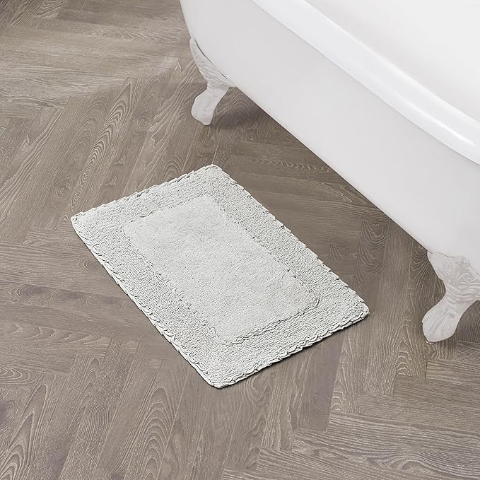 Laura Ashley Ruffle Border 100% Cotton Bath Rug, Light Grey, 17"x 24"