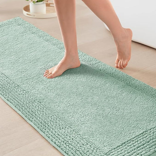 Madison Park Splendor Reversible 100% Cotton Tufted Bathroom Rug-3000 GSM Hotel Quality Luxurious Plush Medium Pile Bath Mat Absorbent, Quick Dry, Shower Room Décor, 24x72 Green
