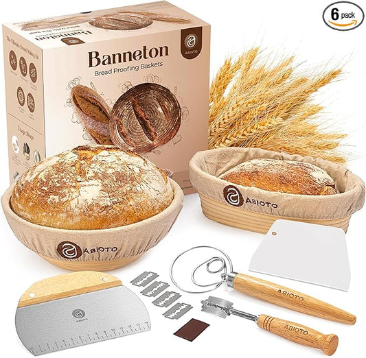 Banneton Bread Proofing Basket Set and Sourdough Bread Baking Supplies - Essential Sourdough Tools with 9" Round, 10" Oval Baskets, and Sour dough kit - Perfect Baking Gifts for Women, Men, and Bakers