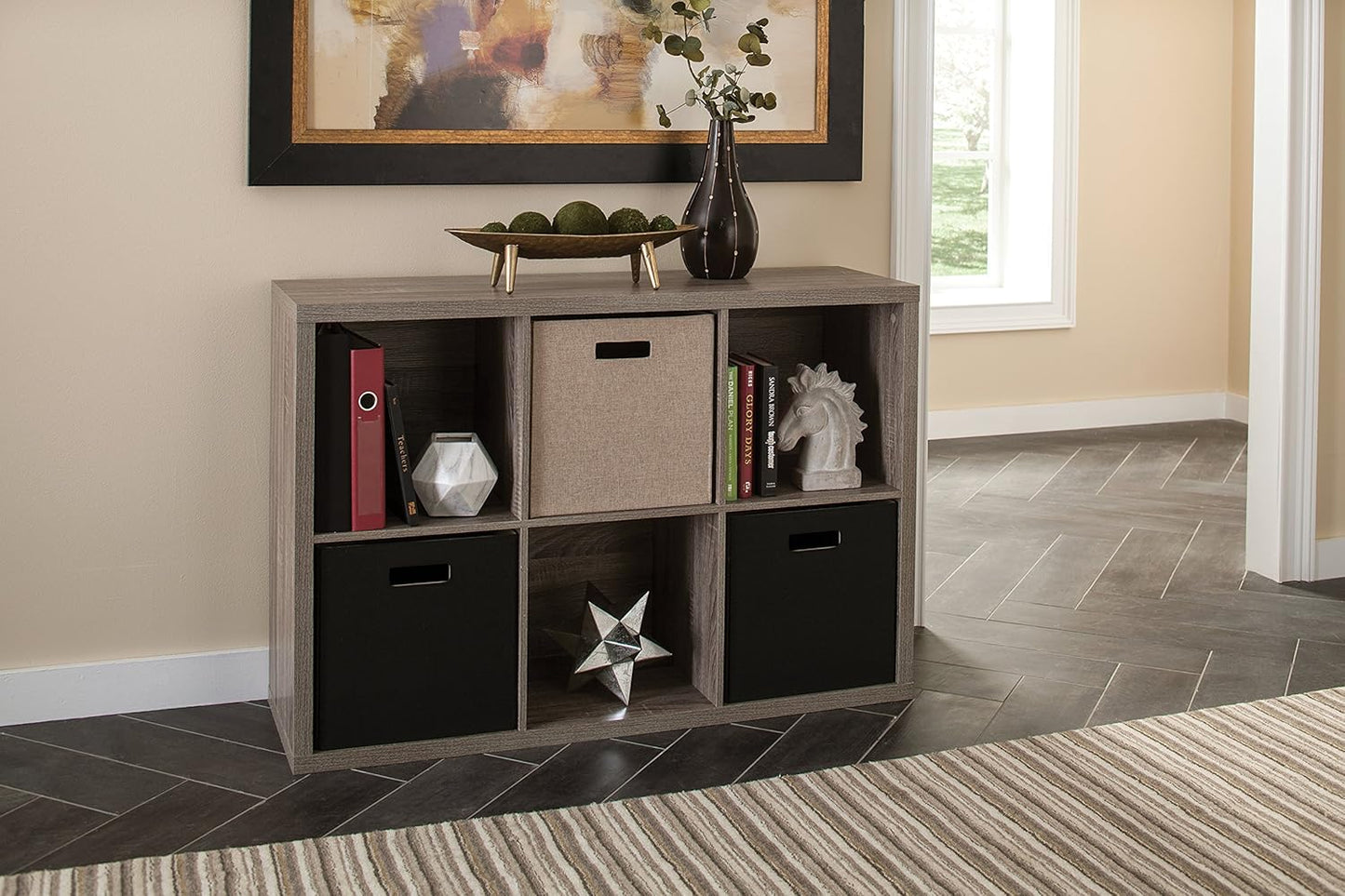 ClosetMaid 6 Cube Storage Shelf Organizer Bookshelf with Back Panel, Easy Assembly, Wood, Weathered Gray