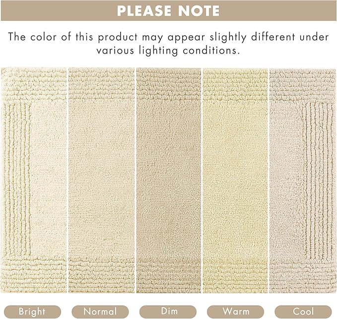 Madison Park Splendor Reversible 100% Cotton Tufted Bathroom Rug-3000 GSM Hotel Quality Luxurious Plush Medium Pile Bath Mat Absorbent, Quick Dry, Shower Room Décor, 24x36 Natural