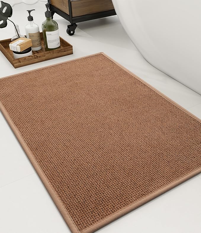 YIHOUSE Bathroom Rugs Mat 16x24, Non Slip Quick Dry Bath Mats for Bathroom Absorbent Ultra Thin Bath Rugs Machine Washable Fit Under Door for Sink, Cabinet, Laundry (Orange, 16"x24")