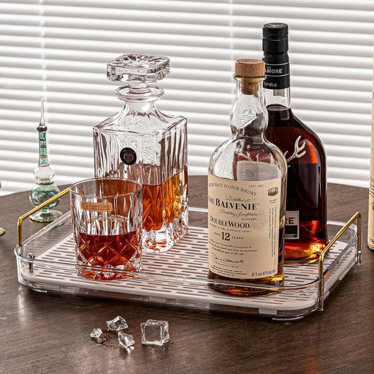 Coffee Bar Accessories, Station Organizers,Large Capacity Storage with Drain Board,Whisky Tray,Mug Tea Cup Holder Coffee Bar Organizer, White Clear