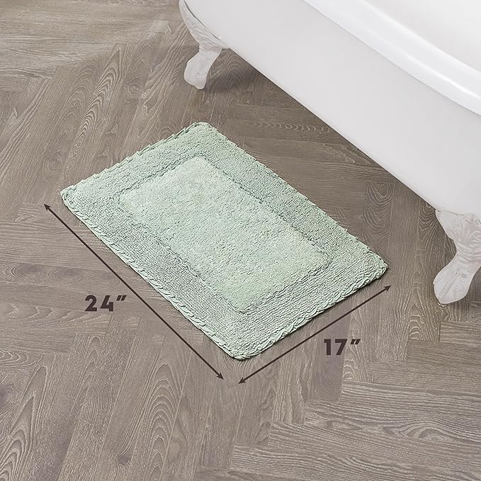 Laura Ashley Ruffle Border 100% Cotton Bath Rug, Sage Green, 17"x 24"