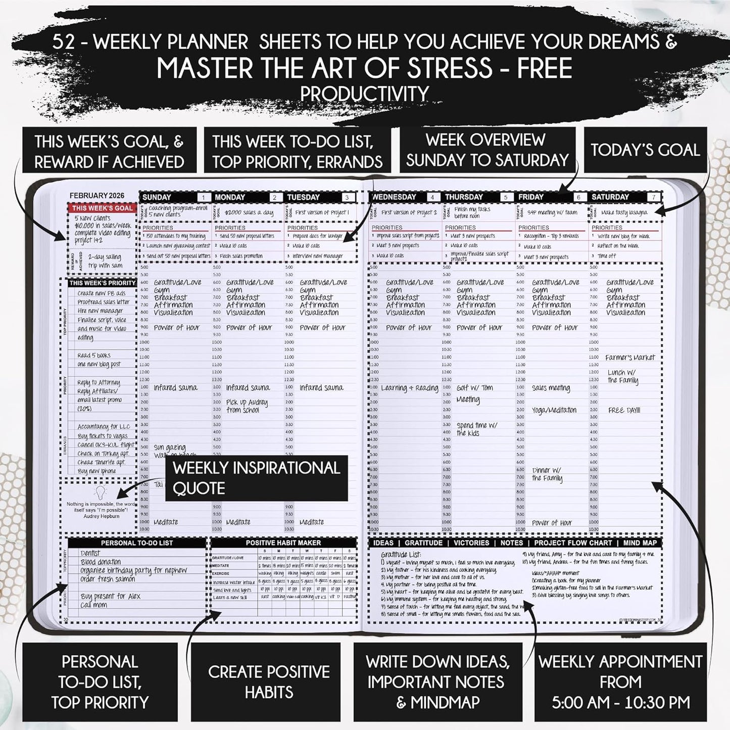 2026 Planner Weekly and Monthly | Law of Attraction Planner with Panduo App | A 12 Month Journey for Productivity, Gratitude & Goal Setting | Includes Foldable Vision Board, Gift Box & Stickers