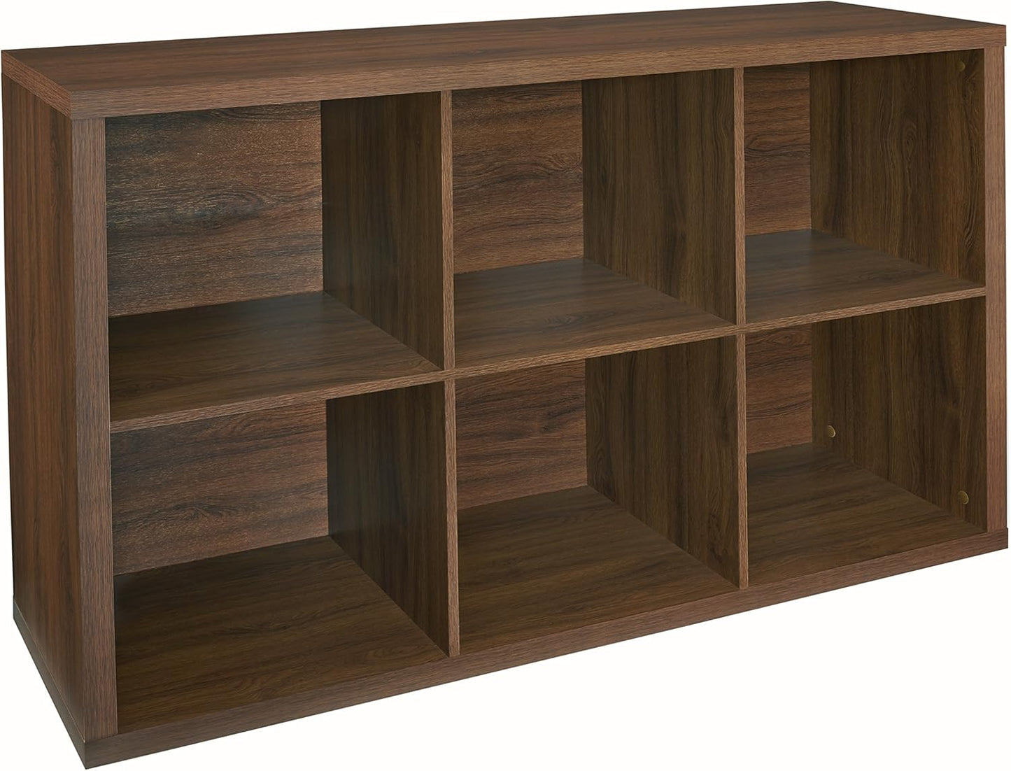 ClosetMaid 6 Cube Storage Shelf Organizer Bookshelf with Back Panel, Easy Assembly, Wood, Dark Chestnut Finish