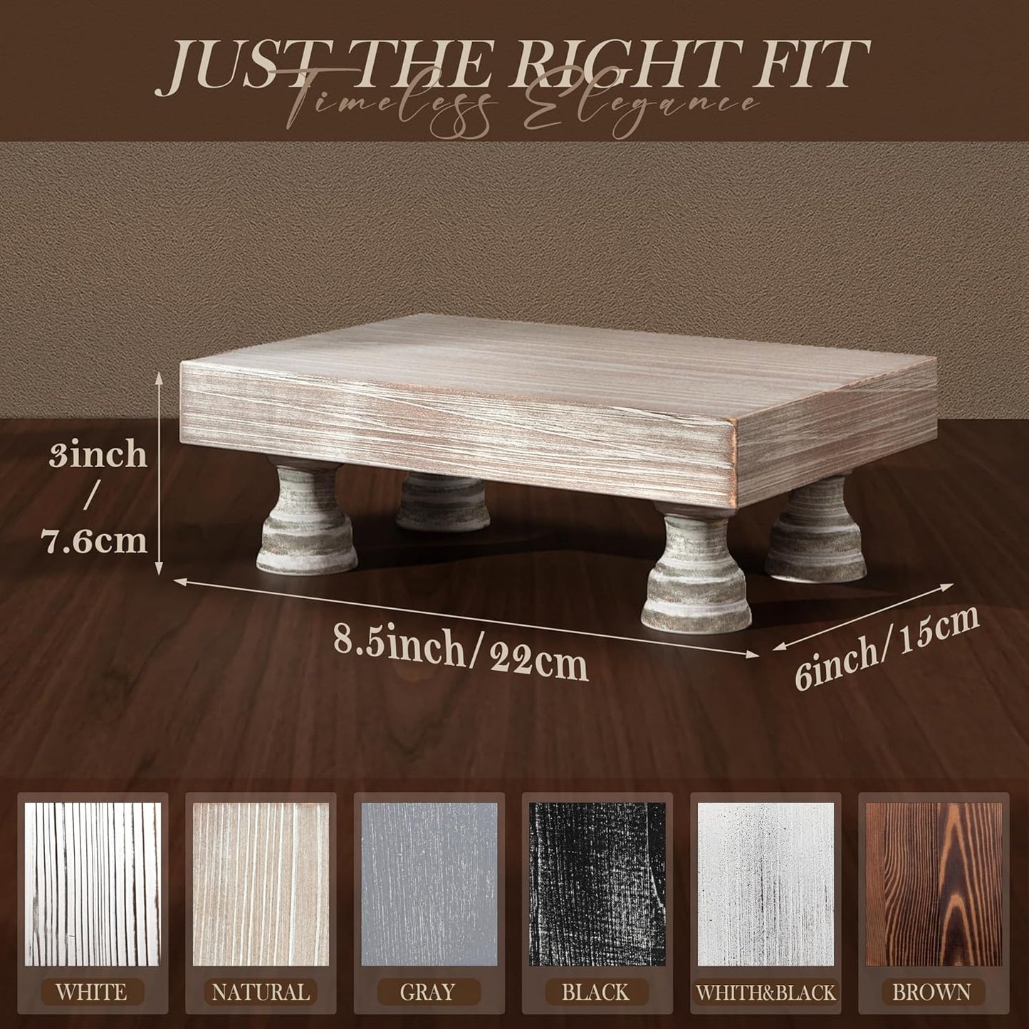 EOSAHR Farmhouse Fir Wood Risers for Decor on Coffee Table - Risers Display Stands for Stylish Home Decor - Perfect for Plant Stand & Perfume Organizer (Natural Wood, 8.5")