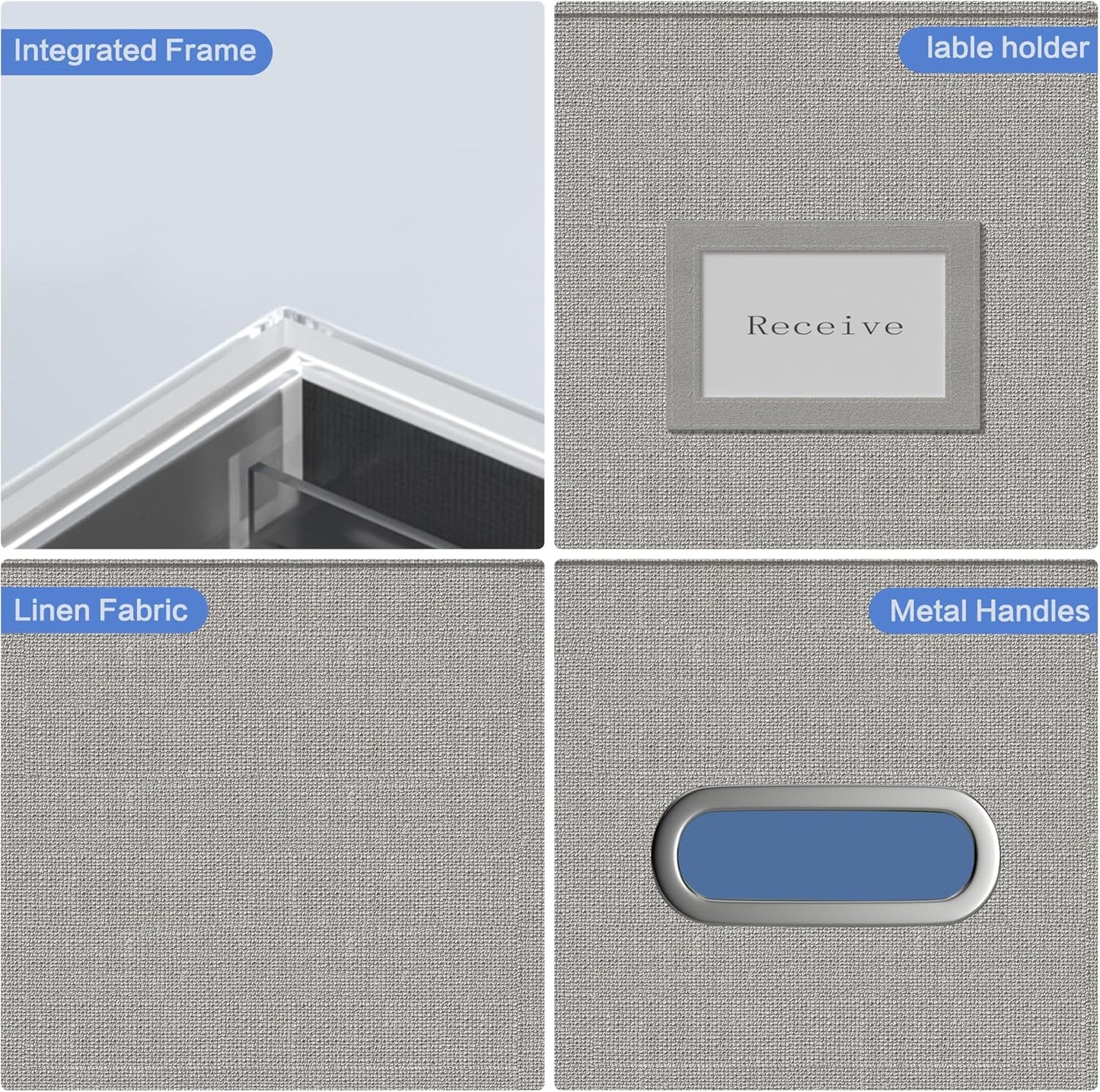 File Organizer Box - File Boxes for Hanging Files with Lid Set of 3 Decorative Hanging Folders Organizer with One-Piece Plastic Frame Slides (Light Grey, 13.2 * 10.1 * 10.1in(3Pack))