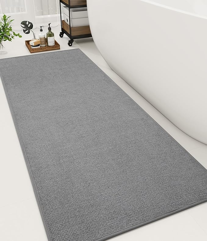 YIHOUSE Bathroom Rugs Mat 24x59, Non Slip Quick Dry Bath Mats for Bathroom Absorbent Ultra Thin Bath Rugs Machine Washable Fit Under Door for Sink, Cabinet, Laundry (Grey, 24"x59")