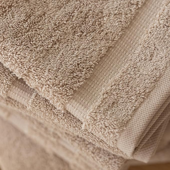 SALBAKOS 100% Turkish Cotton Washcloth Set of 12 13x13 inch | Heirloom Quality | Hotel & Spa Collection | Ultra Soft, Super Absorbent, Washcloth Towels | Made in Turkey (Taupe, 12 Washcloths)