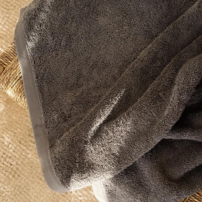 SALBAKOS 100% Turkish Cotton Jumbo Bath Sheet Towel Oversized 40x80 inch | Premium Hotel & Spa Quality, Soft, Absorbent, XL Bath Towels | Made in Turkey (Pack of 1, Gray, Jumbo Bath Sheet)