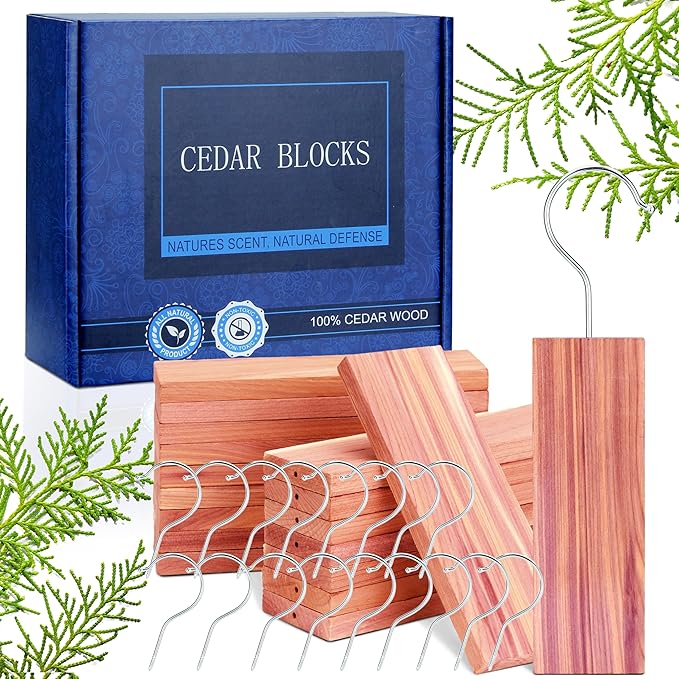 Cedar Space Cedar Blocks for Clothes Storage, 18 Pack Cedar Hang Ups, 100% Natural Cedar Wood for Closet Planks, Aromatic Red Ceder Blocks, Cedar Planks, Cedar Accessories for Closets Storage