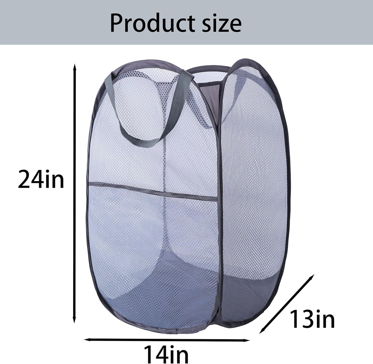 Foldable Mesh Popup Laundry Hamper,Laundry Basket Easy to Open and Fold for Dorm,Travel, College Dorms, and More (2 dark gray)