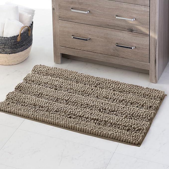 Non-Slip Small Kitchen Rugs - Water Absorbent Washable Quick Drying Simple Small Shower Mats Carpet for Bathroom Bath Tub Area Living Room, Taupe, 20" W x 32" L, 1Pc