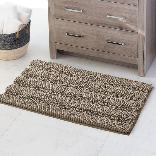 Non-Slip Small Kitchen Rugs - Water Absorbent Washable Quick Drying Simple Small Shower Mats Carpet for Bathroom Bath Tub Area Living Room, Taupe, 20" W x 32" L, 1Pc